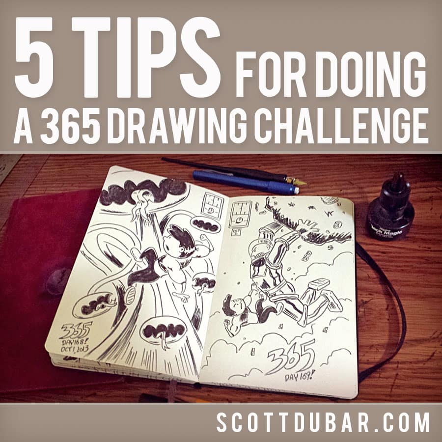Illustrator Scott DuBar's five tips for how to successfully complete a daily drawing challenge.