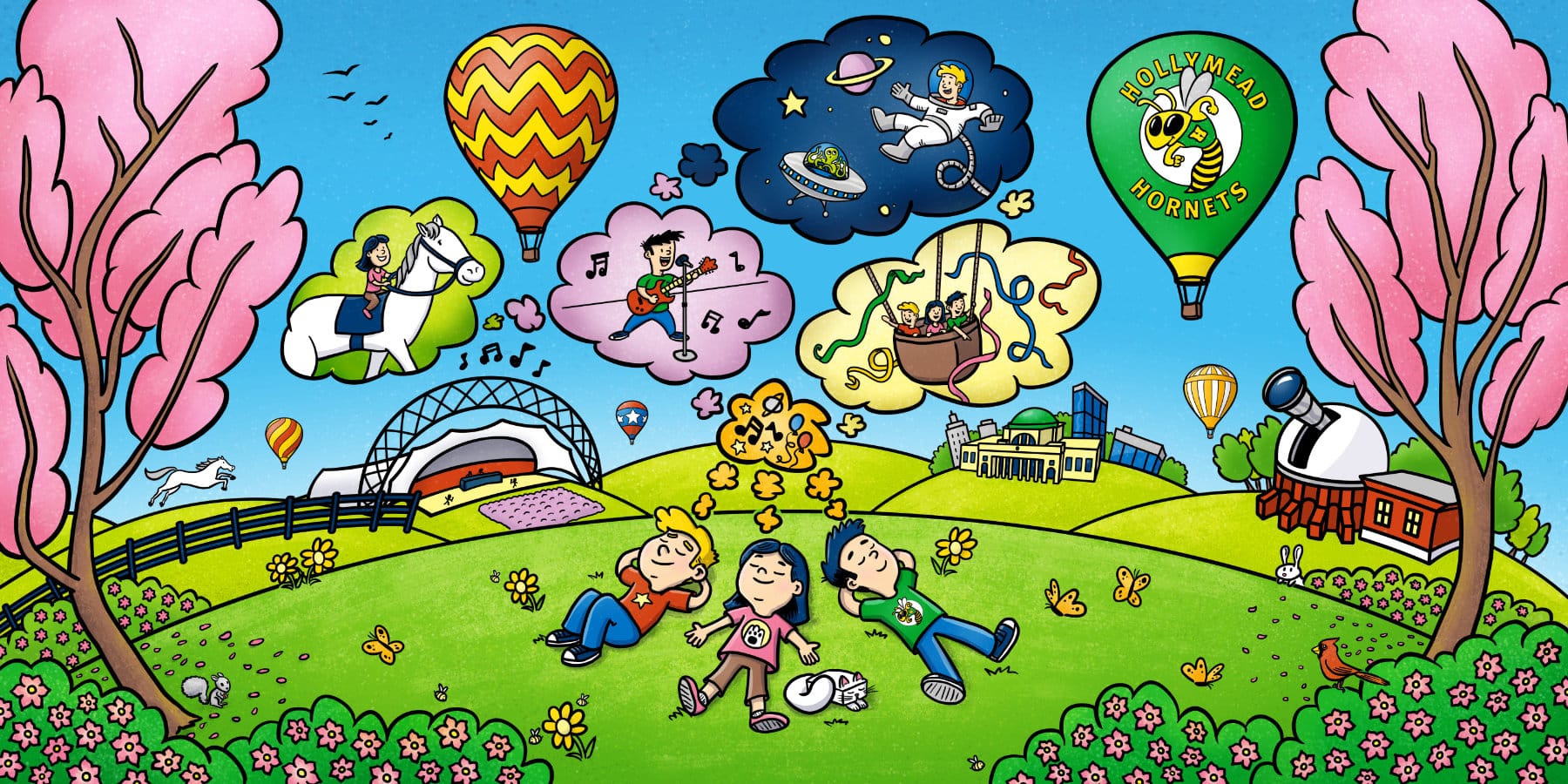 Mural degign for Hollymead Elementary by Charlottesville illustrator Scott DuBar.